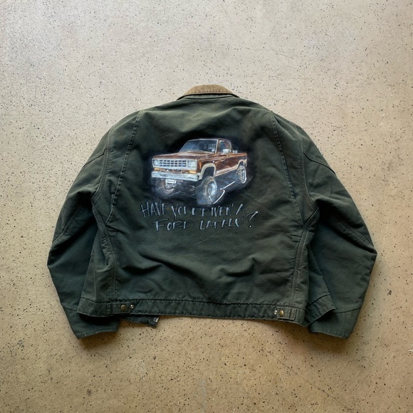 Vintage Rare Carhartt Olive JB0866 Blanket Lined Detroit Jacket - Picture 2 of 9